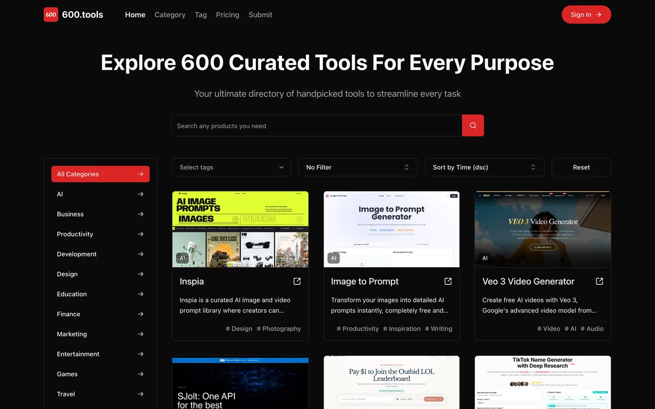 600.tools homepage