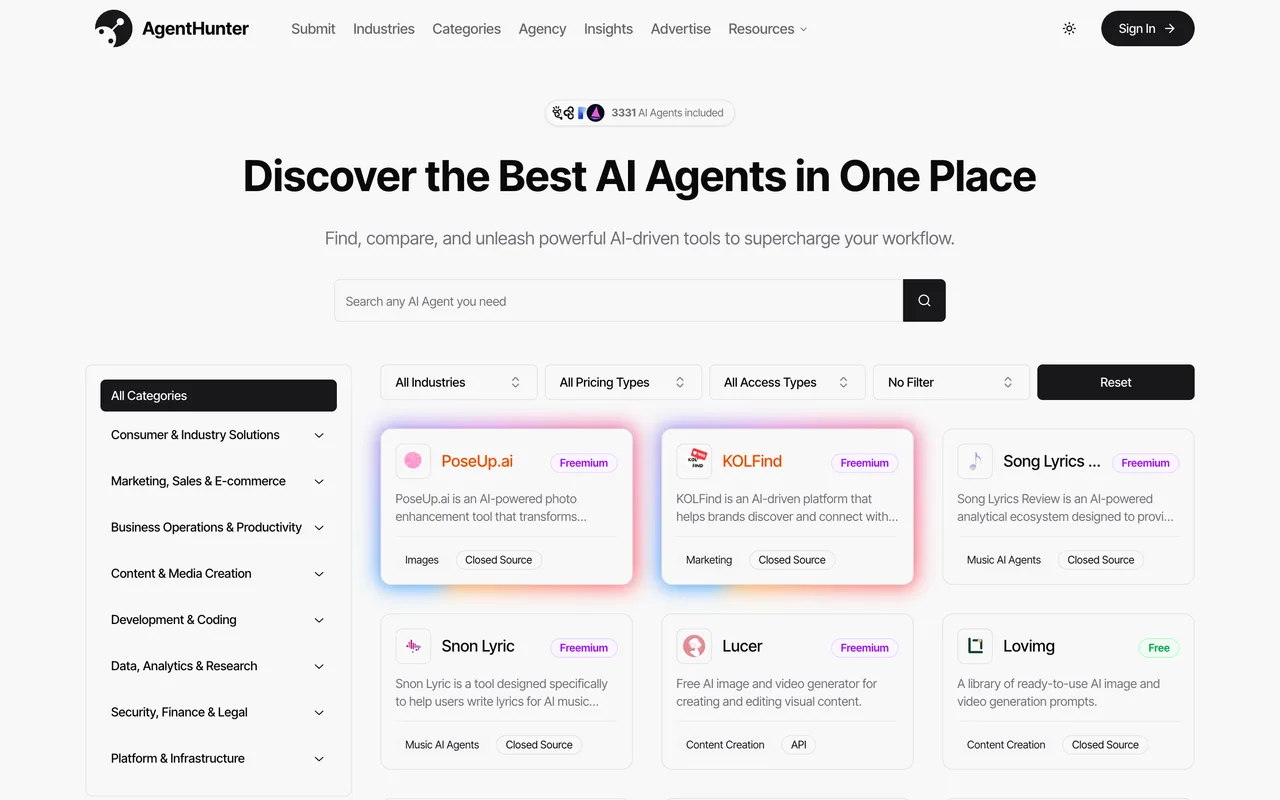 AgentHunter homepage