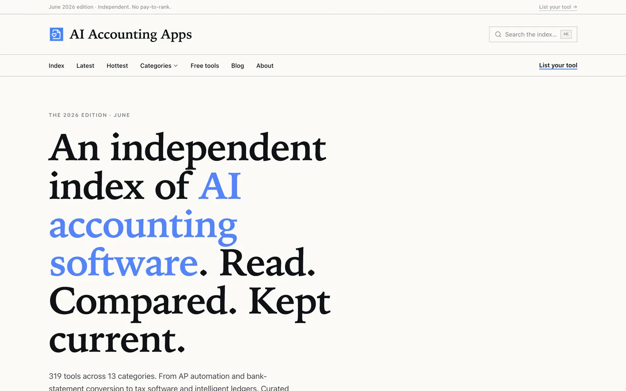 AI Accounting Apps homepage