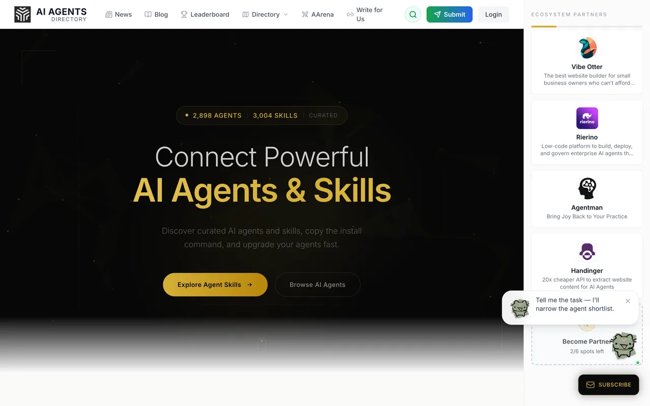 AI Agents Directory homepage