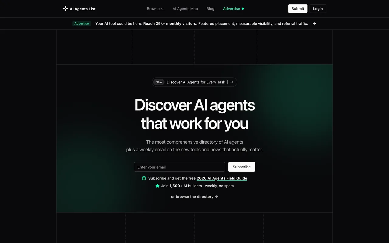 AI Agents List homepage