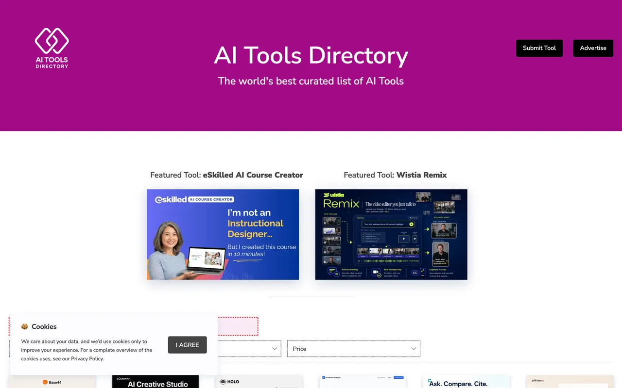 AI Tools Directory homepage
