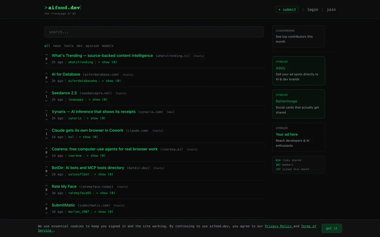 aifeed.dev homepage