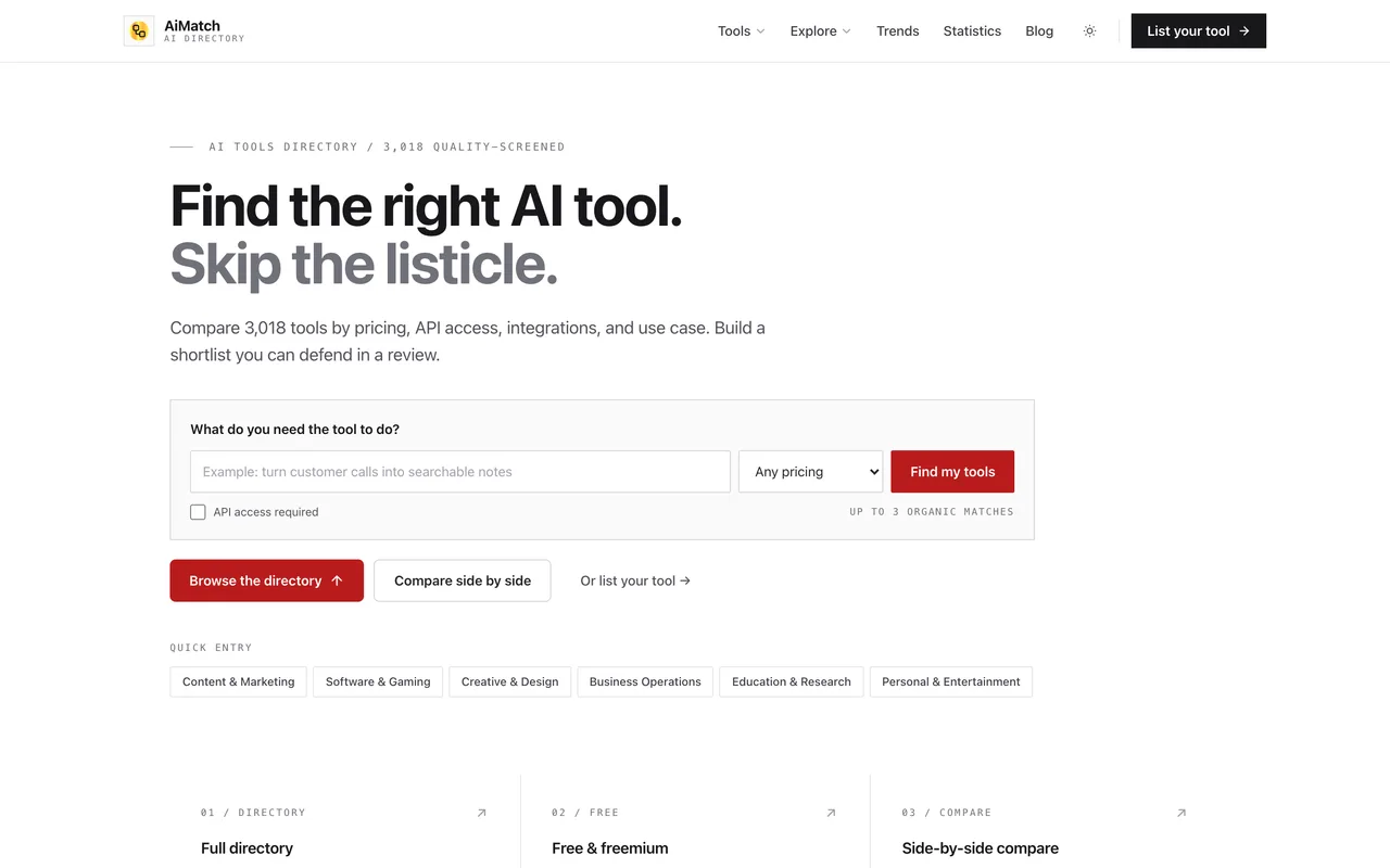 AiMatch homepage