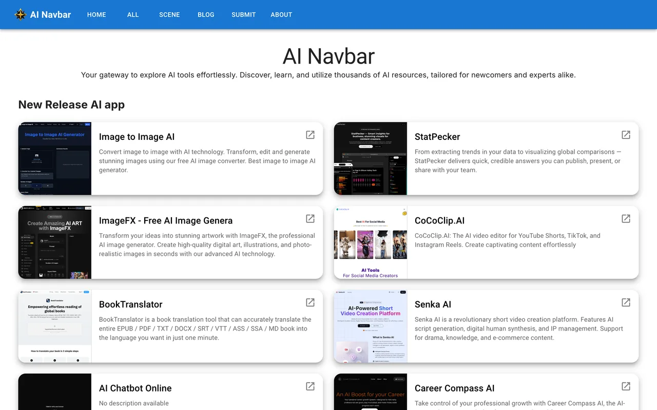 AI Navbar homepage