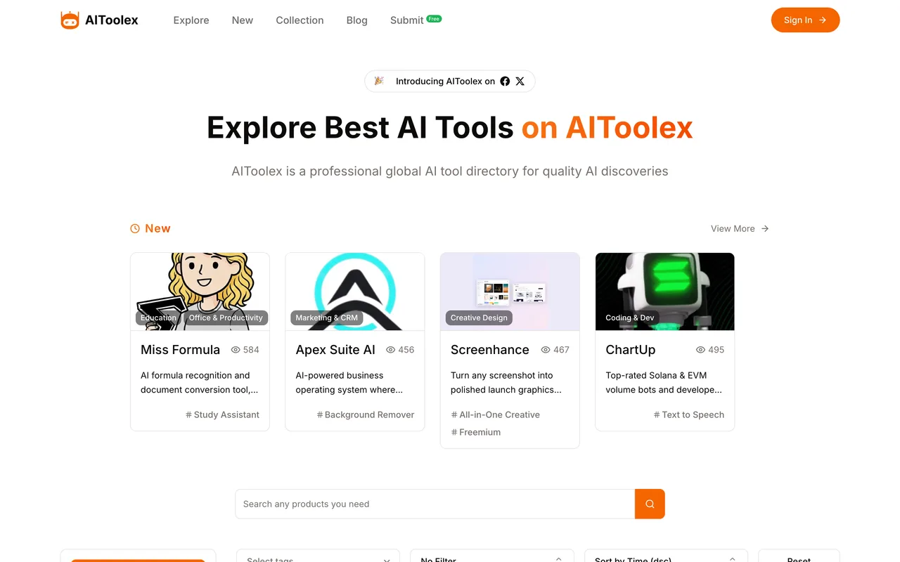AIToolex homepage