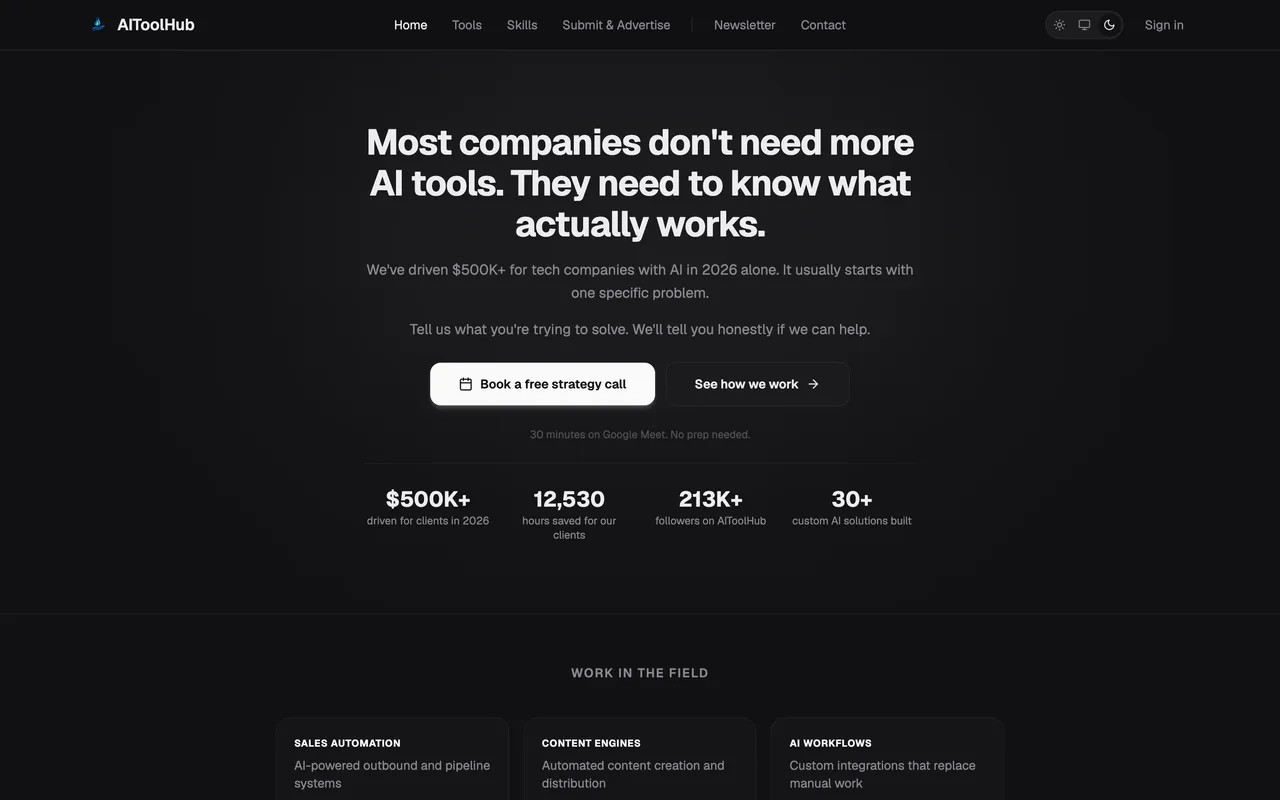 AIToolHub homepage