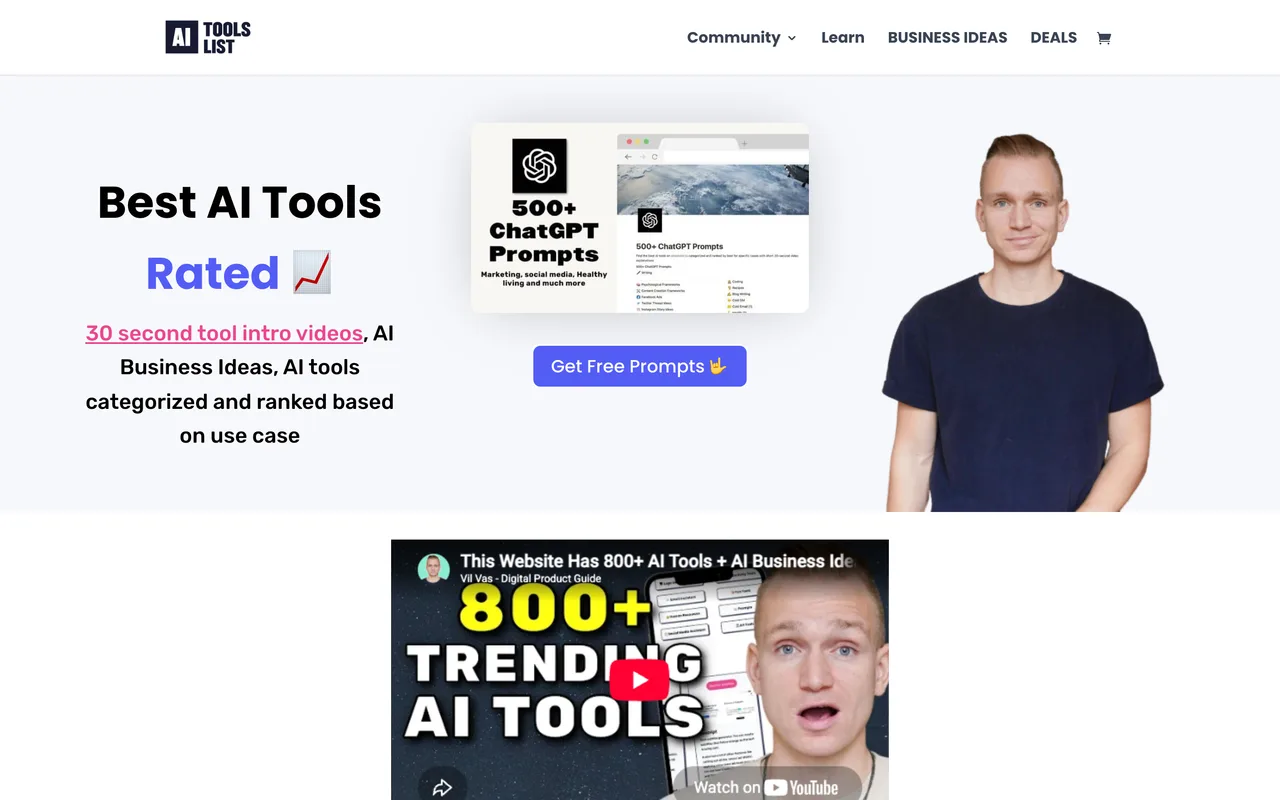 AI Tools List homepage