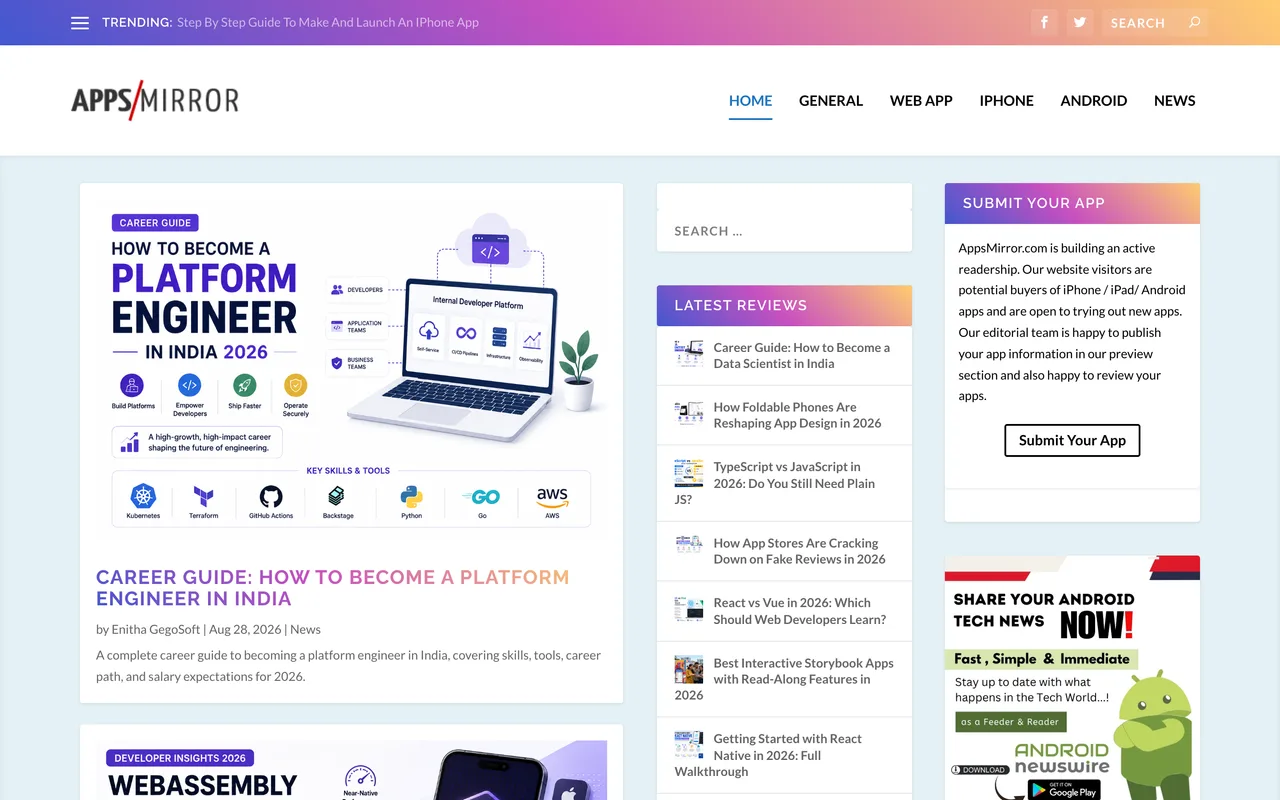 AppsMirror homepage
