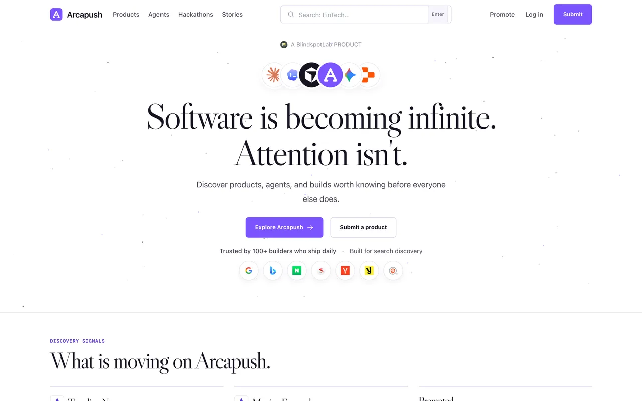 Arcapush homepage