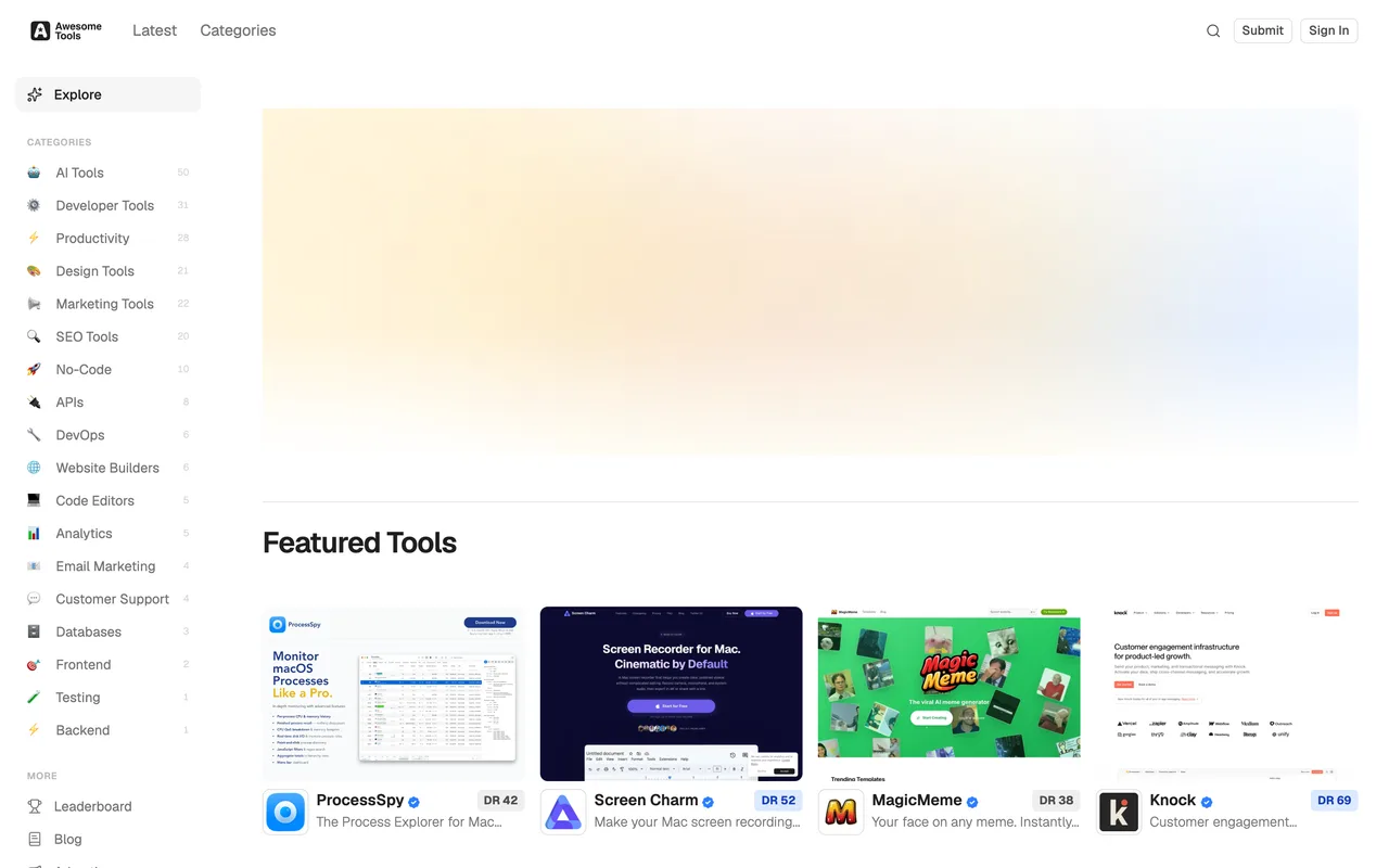 Awesome Tools homepage
