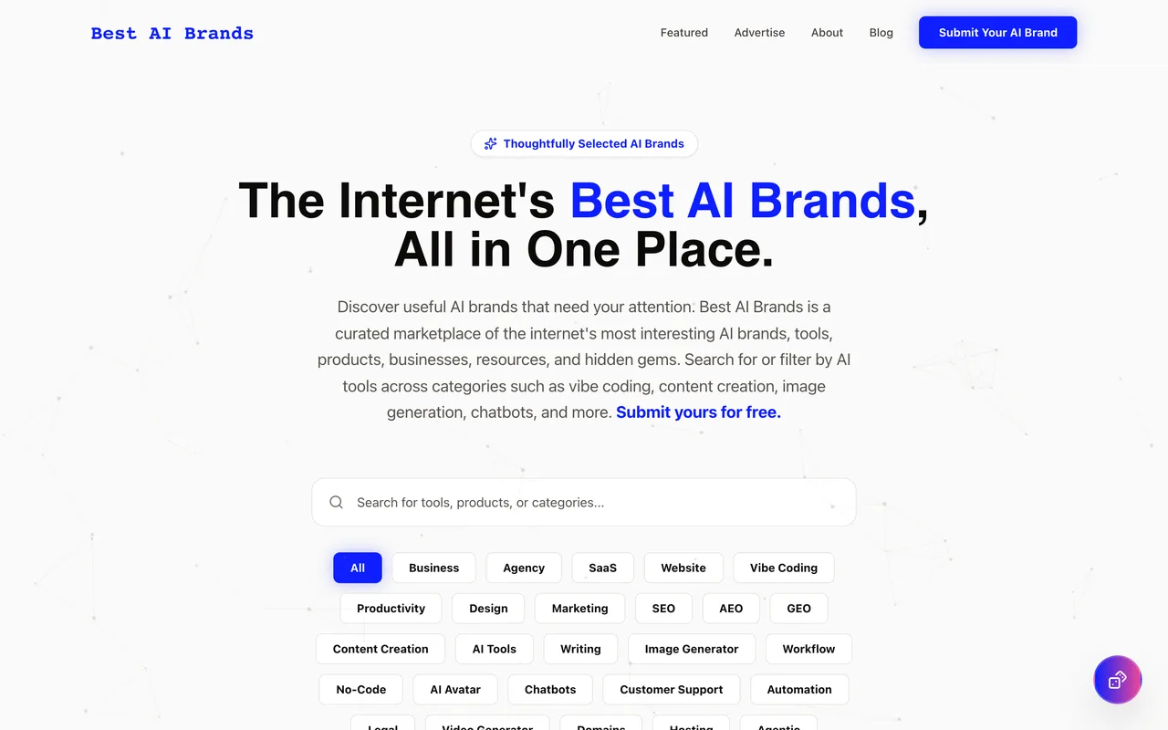 Best AI Brands homepage