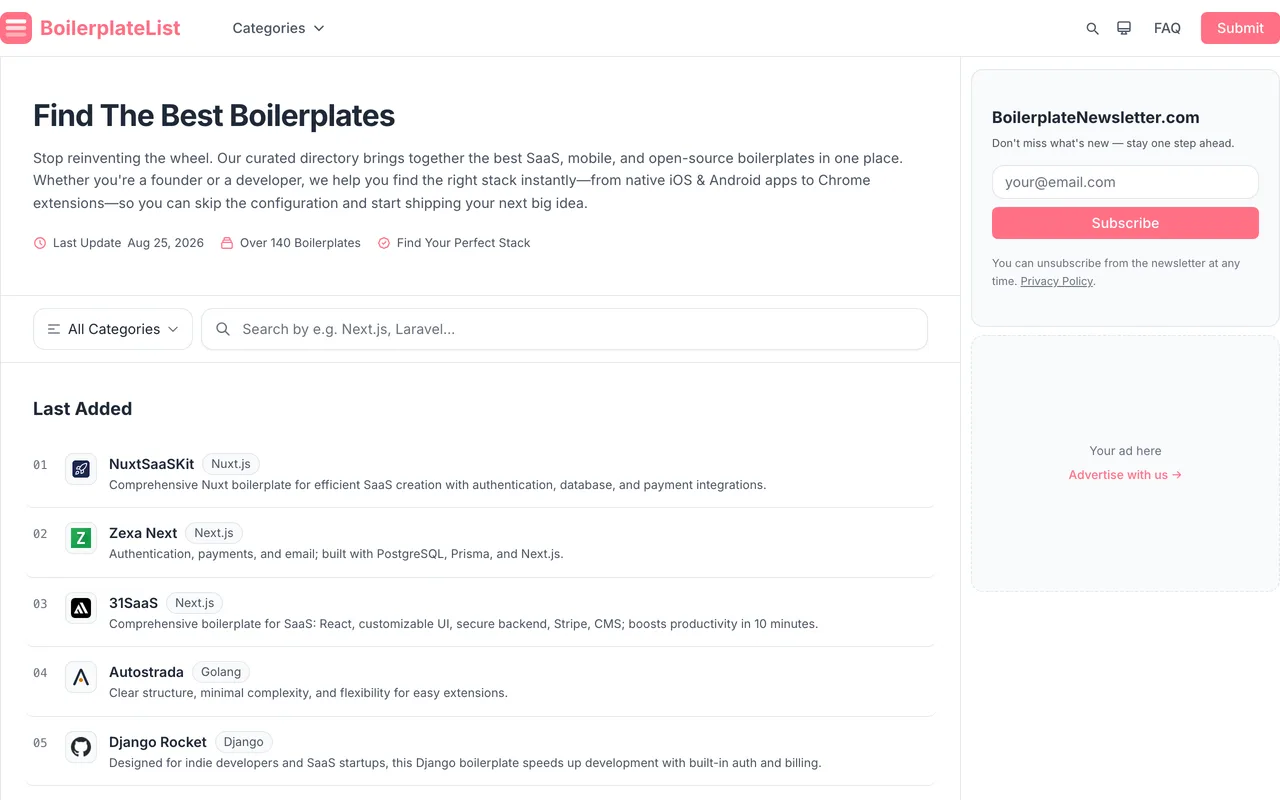 BoilerplateList homepage