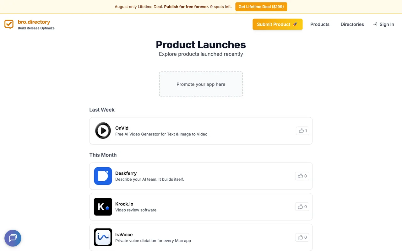 BRO Directory homepage