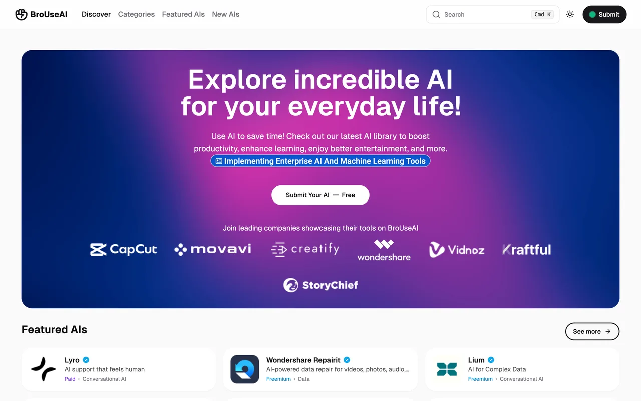 BroUseAI homepage