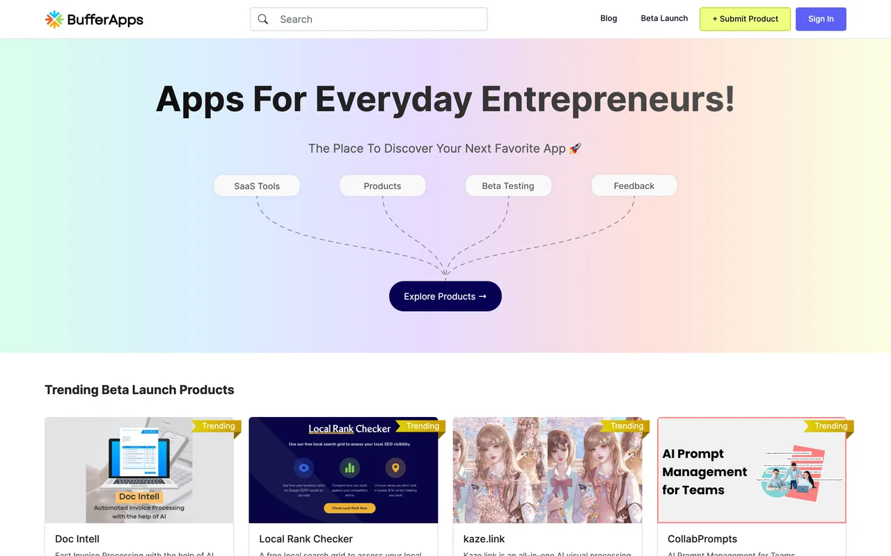 BufferApps homepage