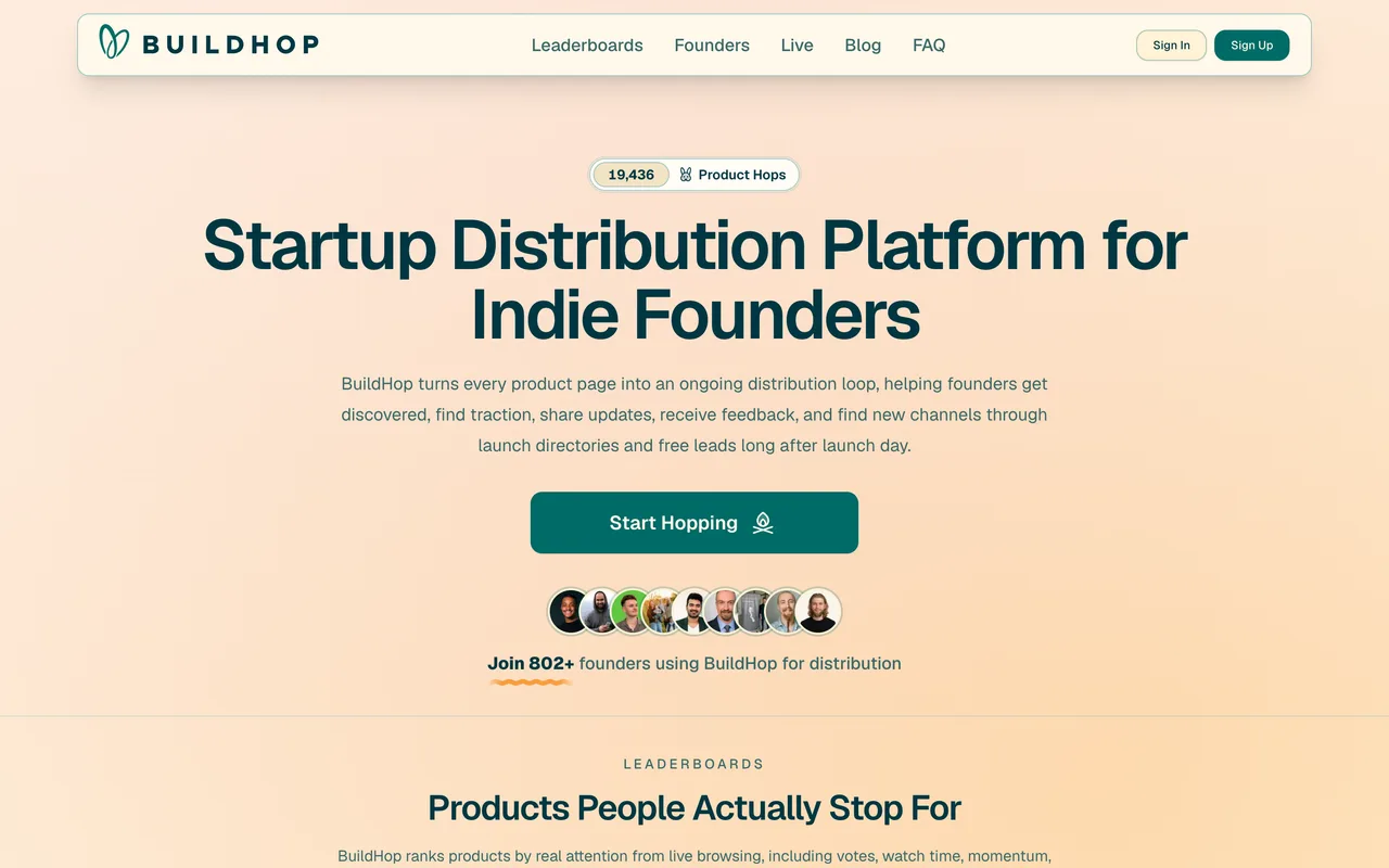 BuildHop homepage