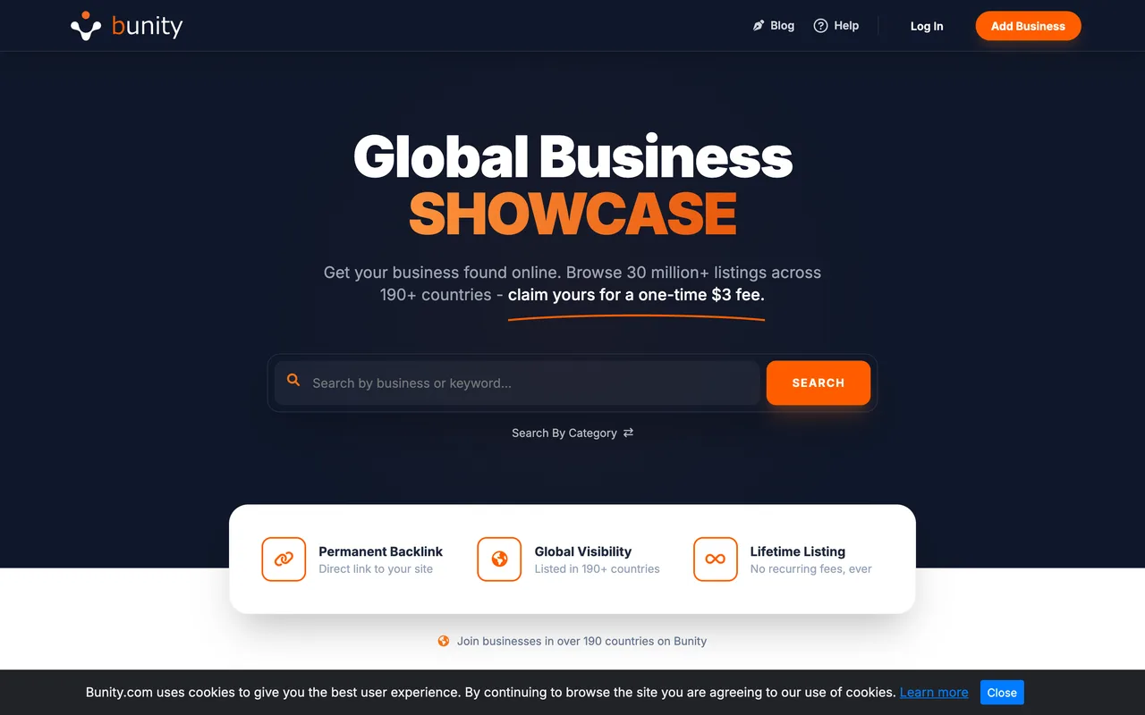 Bunity homepage