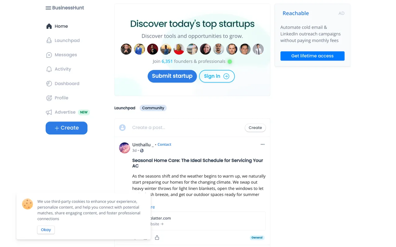 BusinessHunt homepage