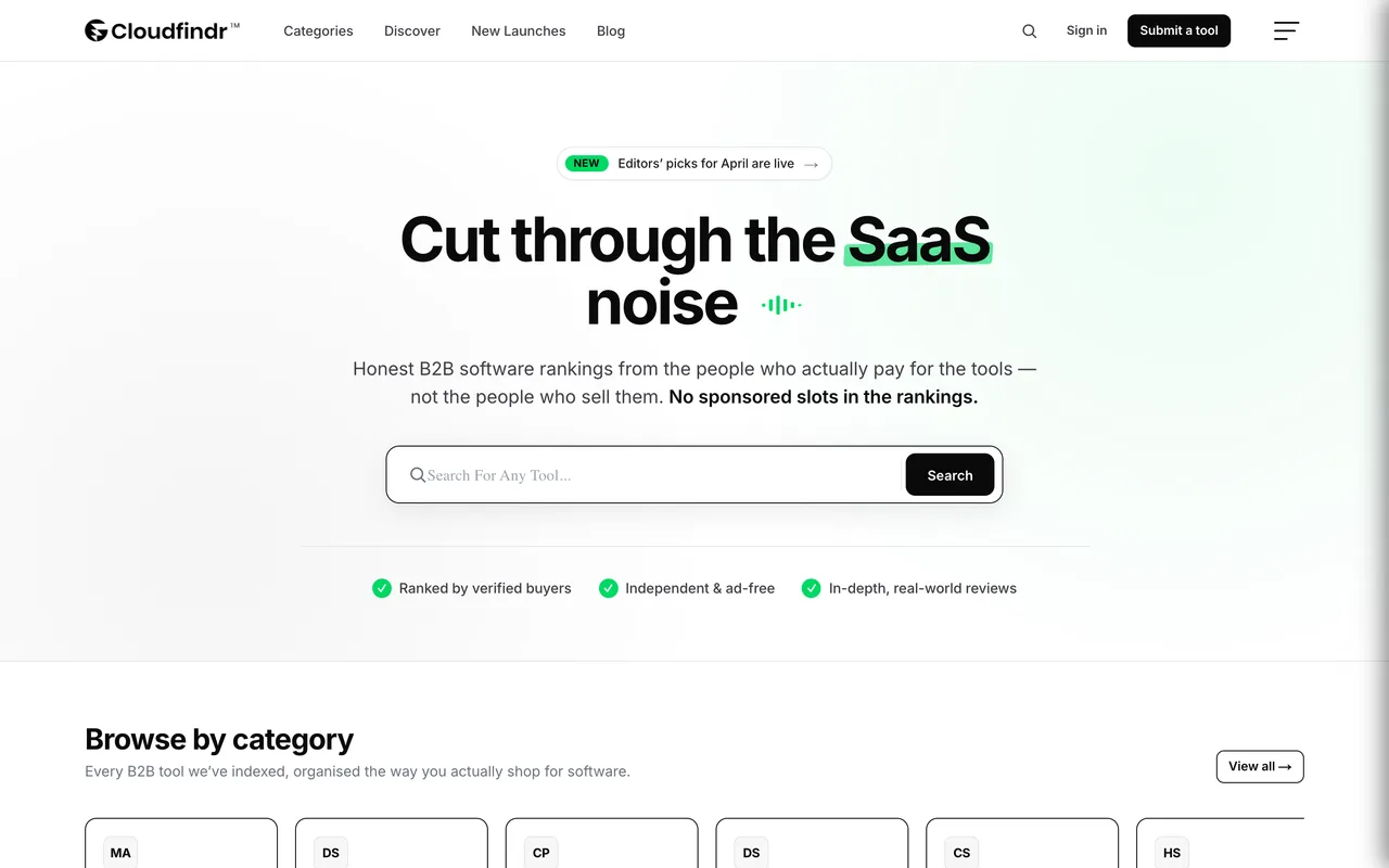Cloudfindr homepage