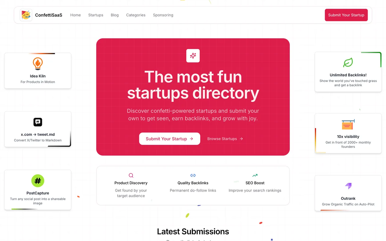 ConfettiSaaS homepage