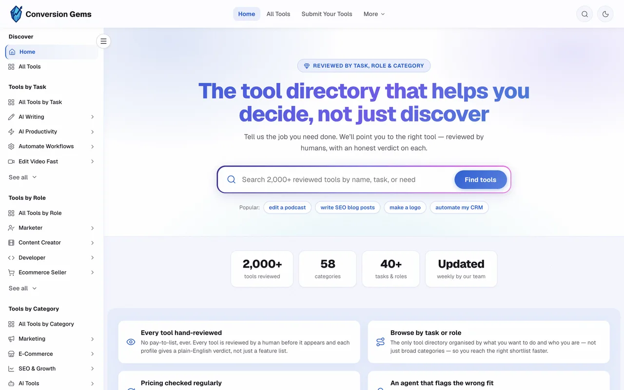 Conversion Gems homepage