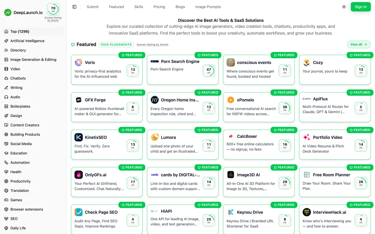 DeepLaunch.io homepage