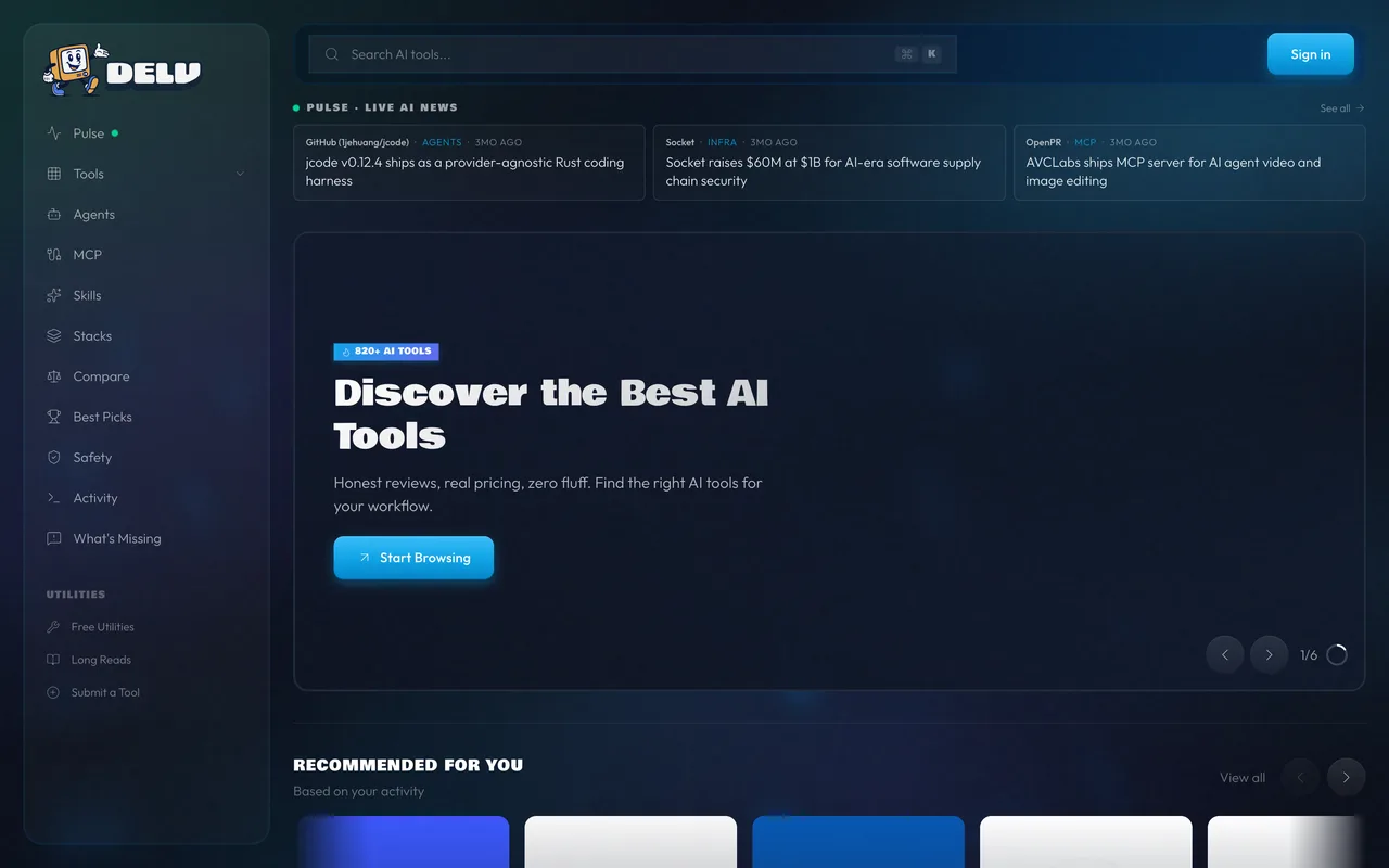 Delv homepage