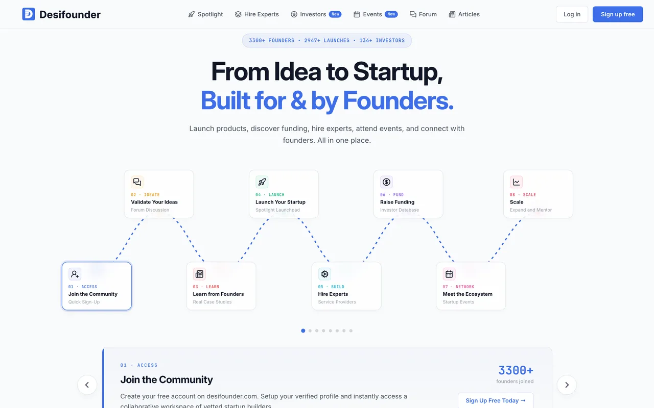DesiFounder Spotlight homepage
