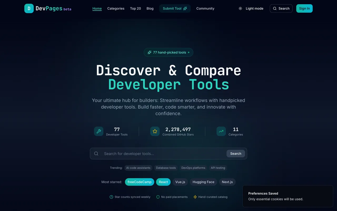 DevPages homepage