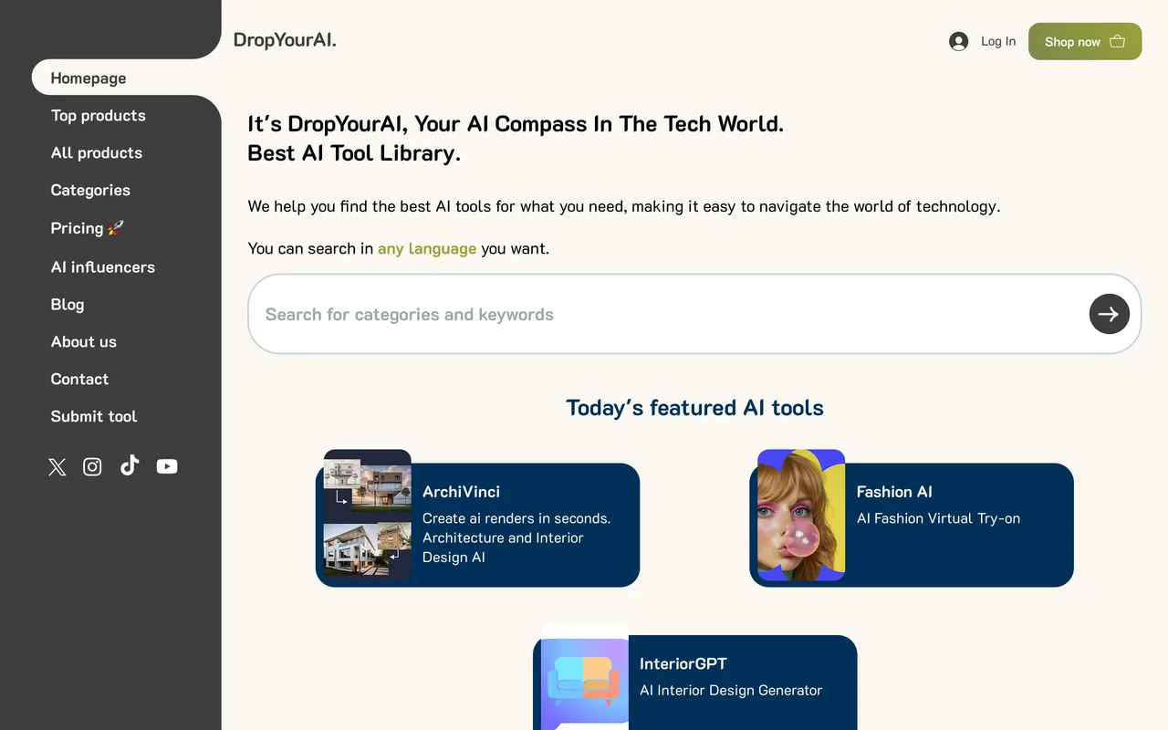 DropYourAI homepage