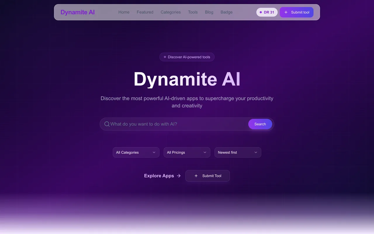 Dynamite AI homepage