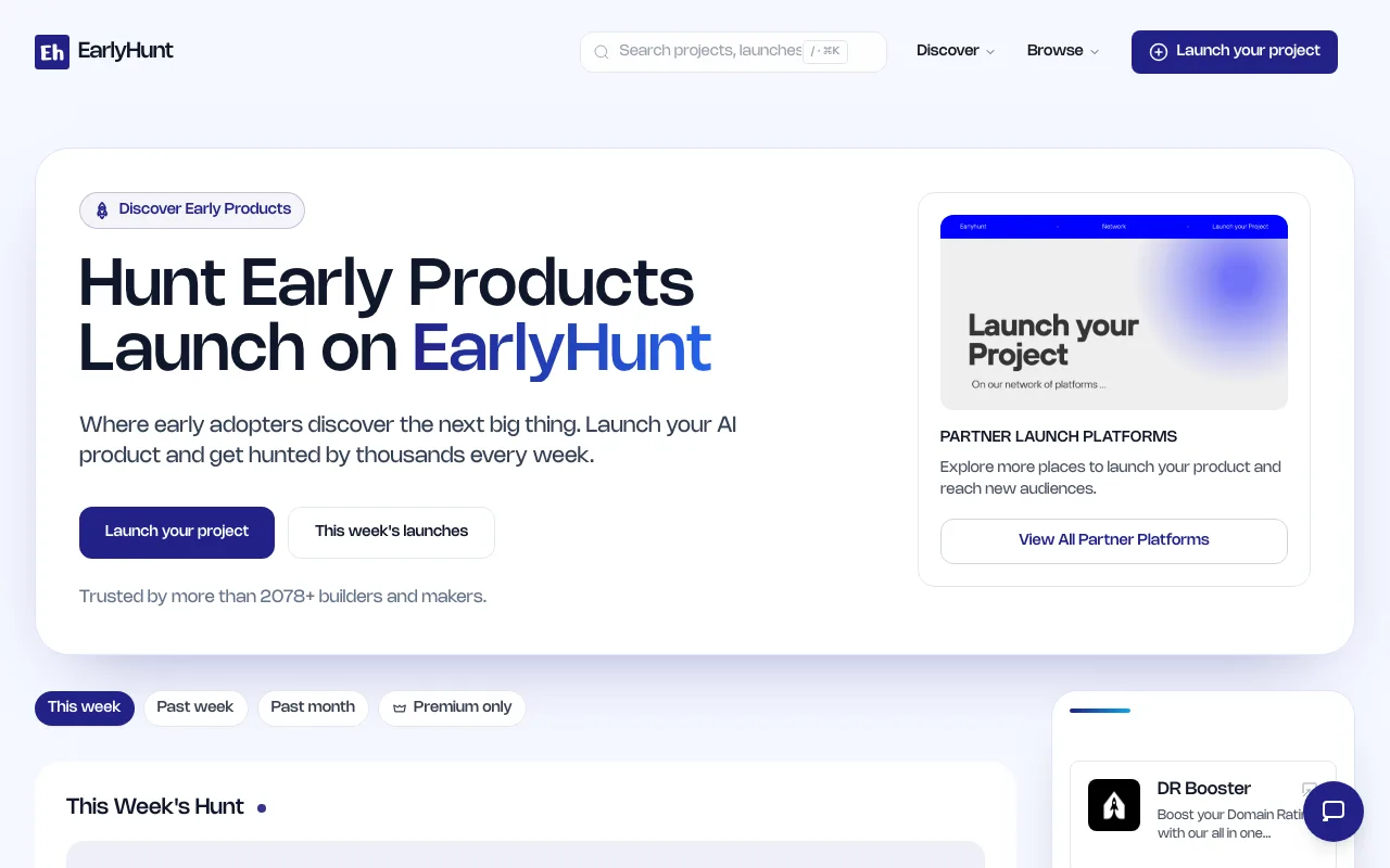 EarlyHunt homepage