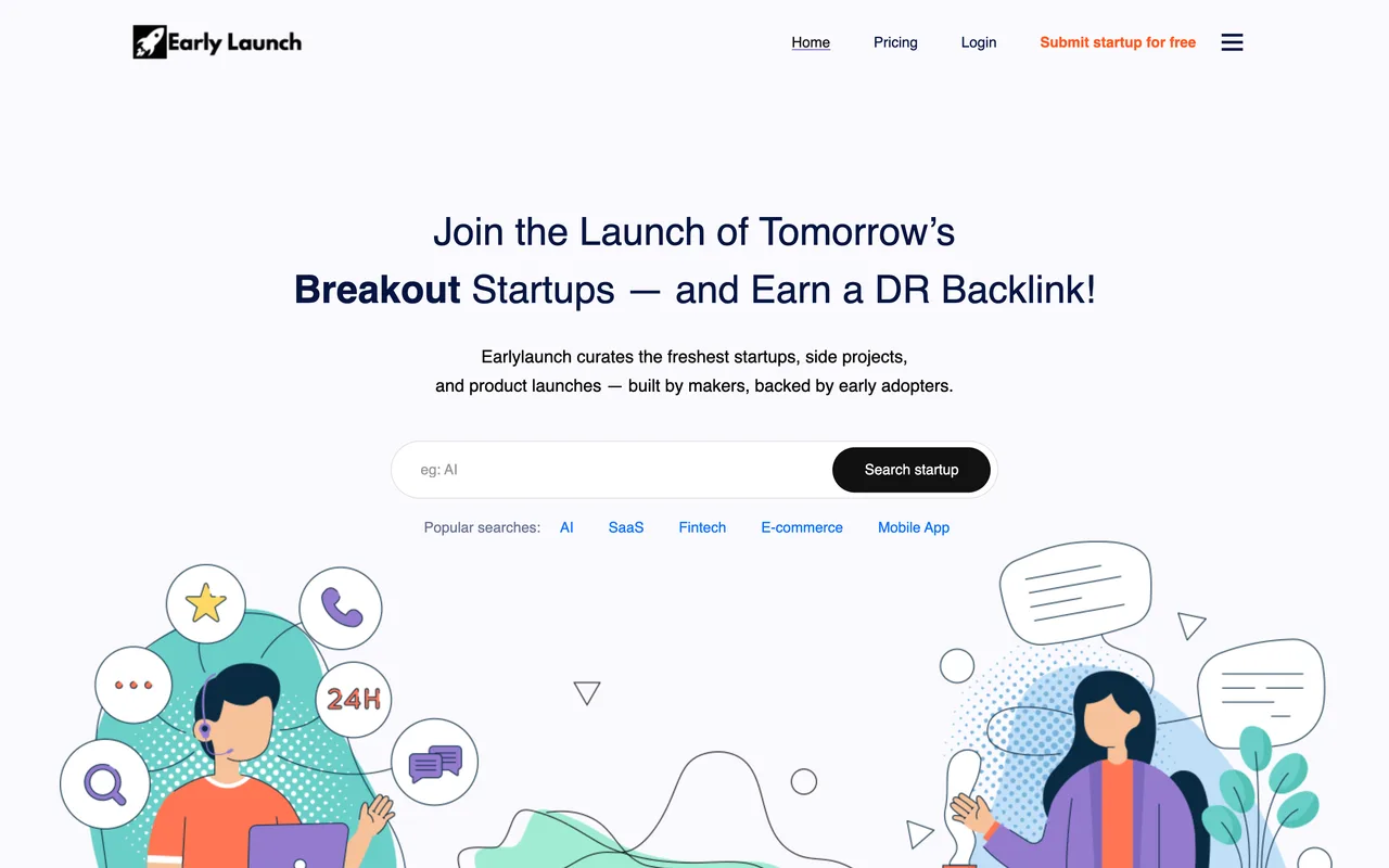 Earlylaunch homepage