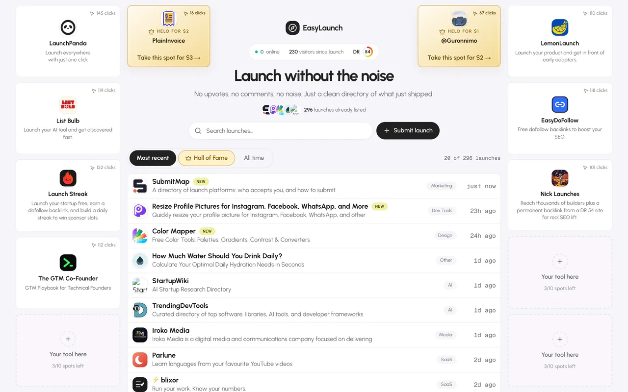 EasyLaunch homepage