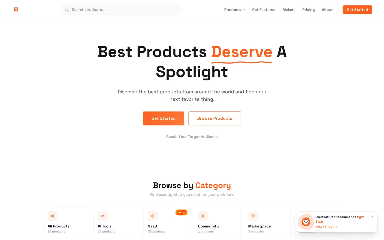 EverFeatured homepage