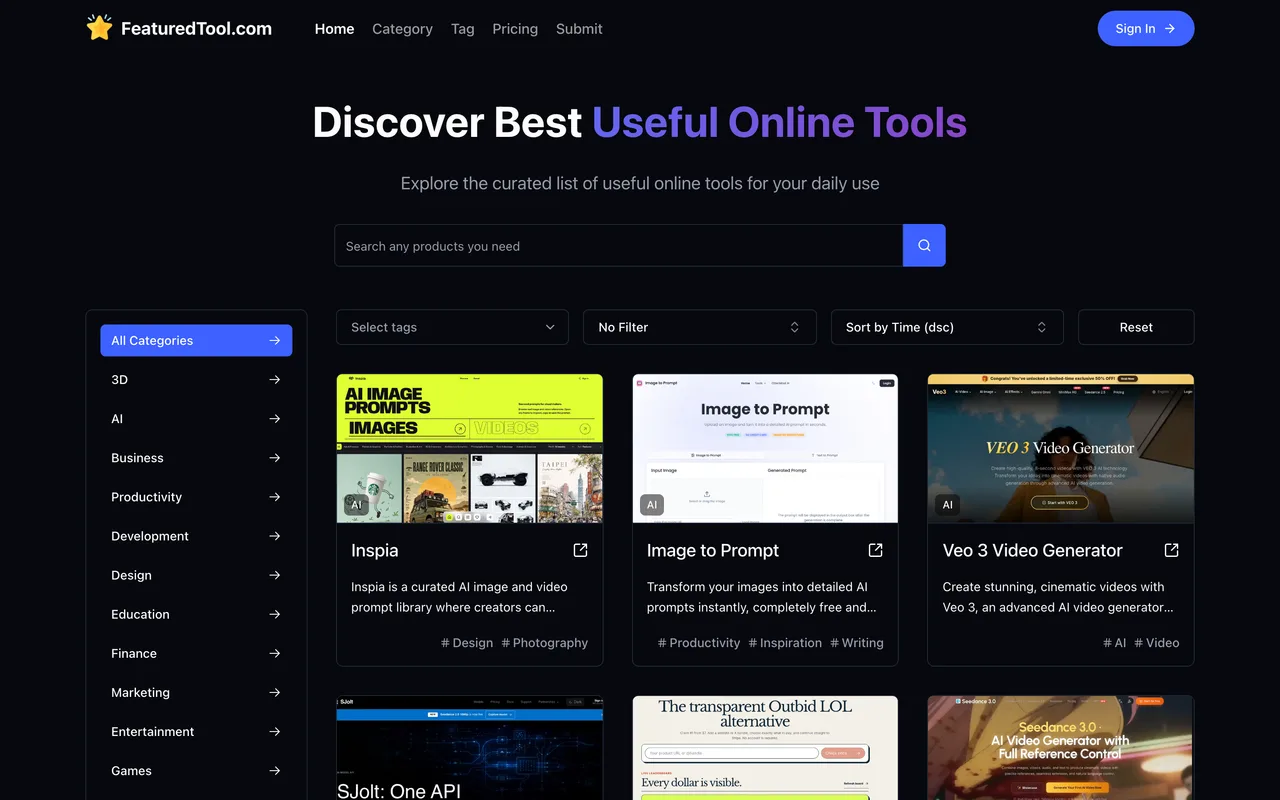 FeaturedTool homepage