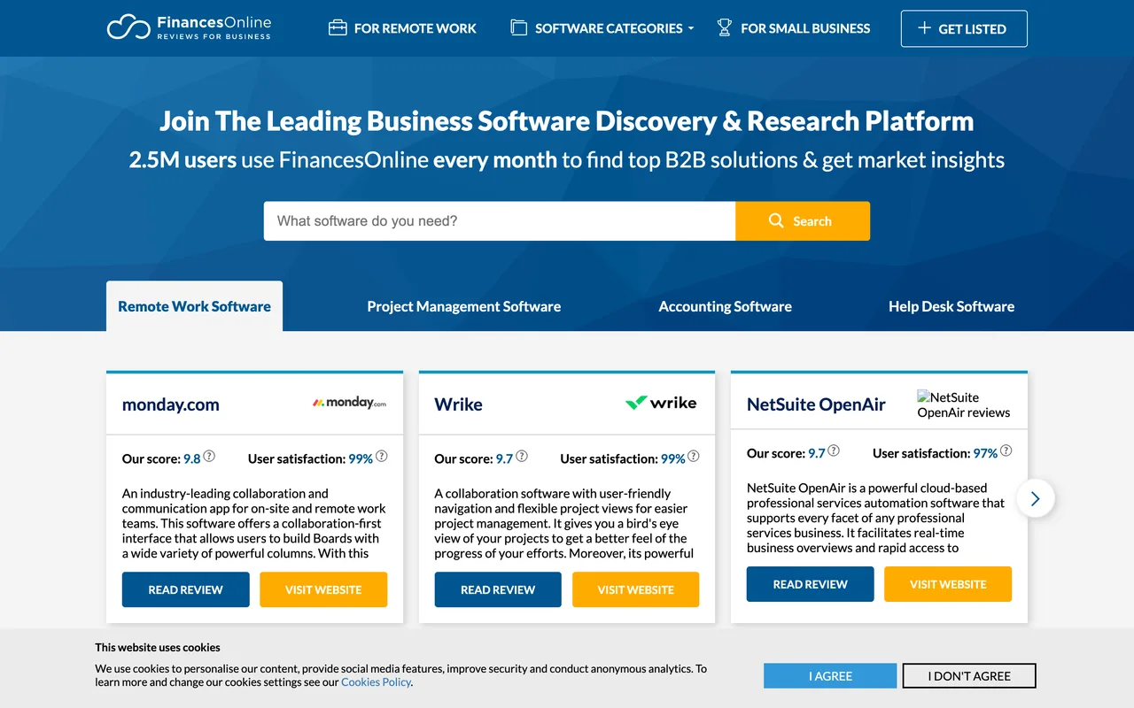 FinancesOnline homepage