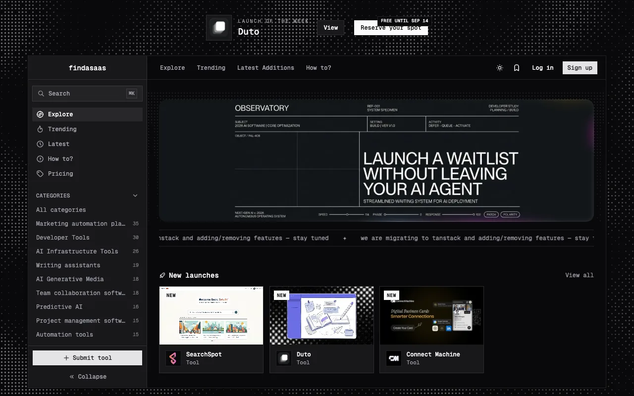 findasaas homepage