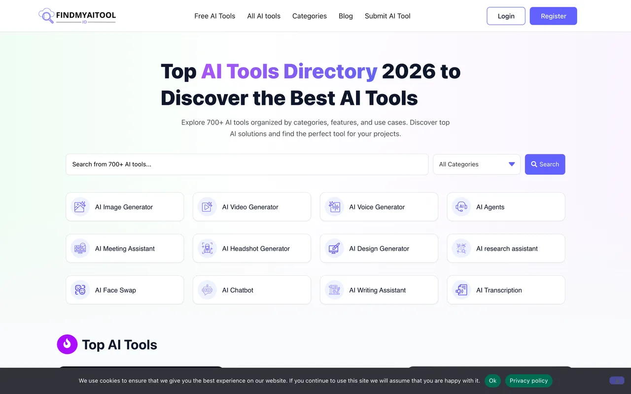 FindMyAITool.io homepage