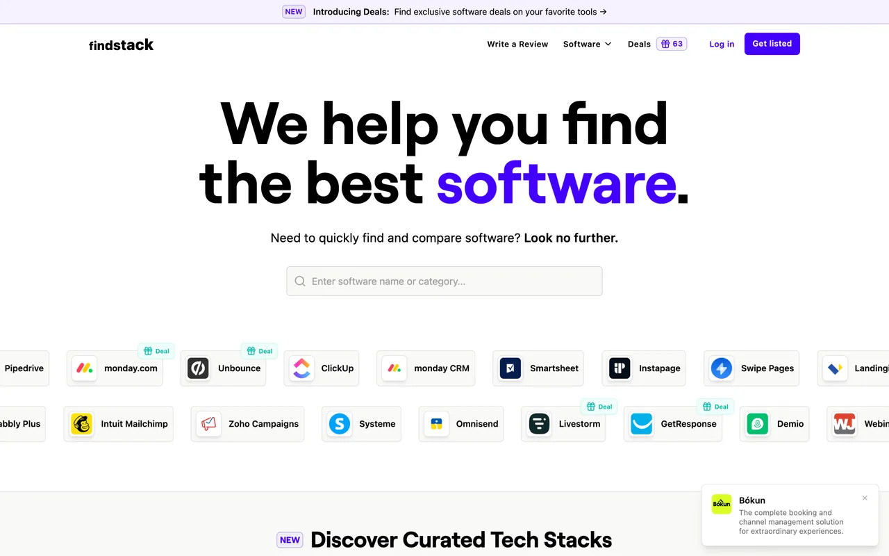 Findstack homepage