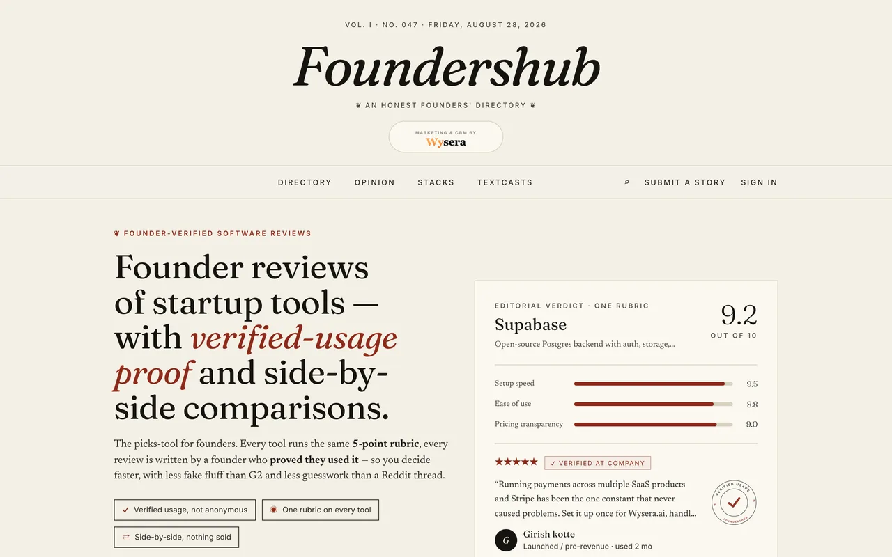 FoundersHub homepage