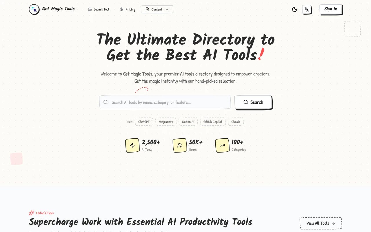 Get Magic Tools homepage