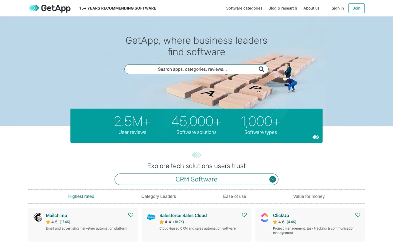GetApp homepage