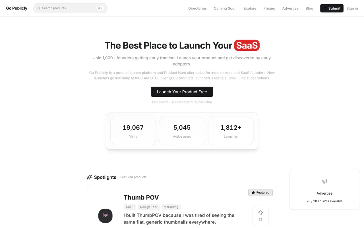 Go Publicly homepage