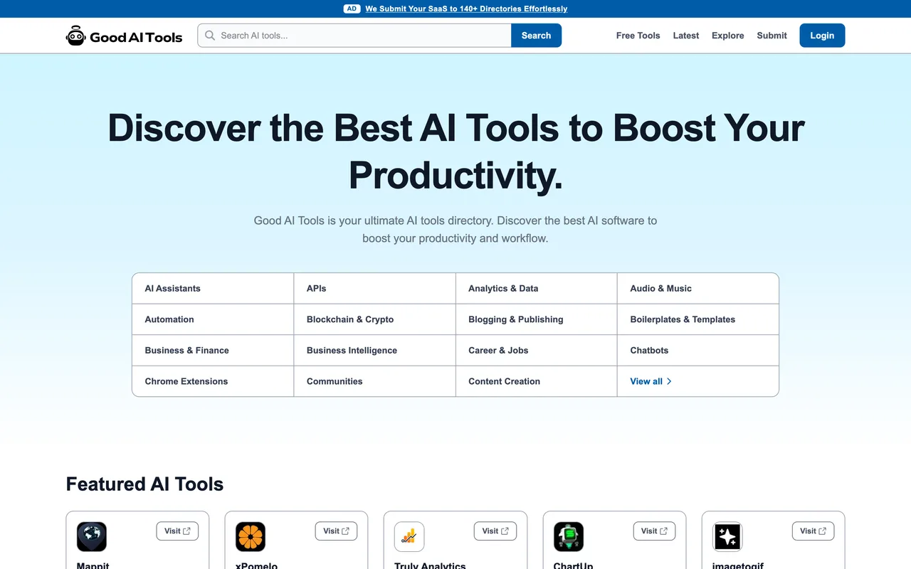 Good AI Tools homepage