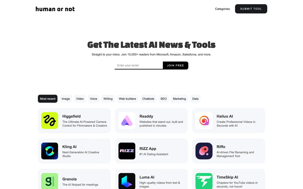 Human or Not homepage