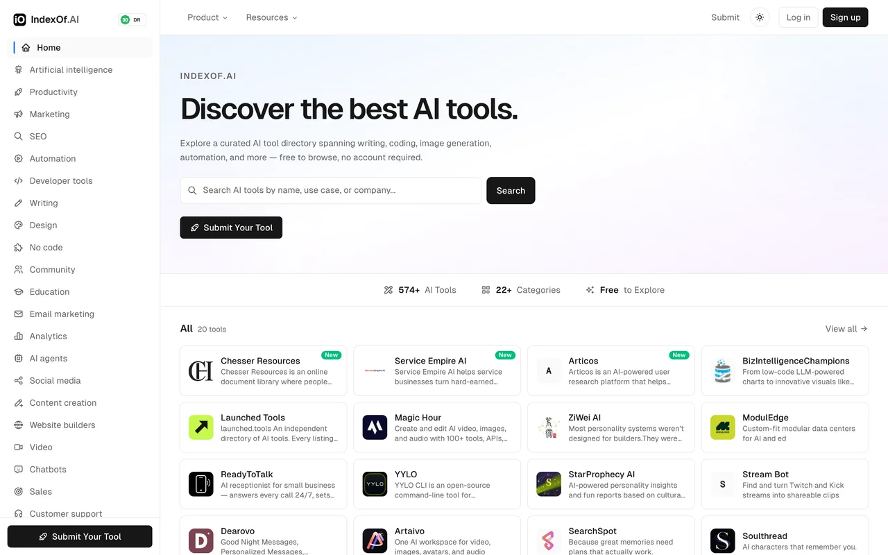 IndexOf.AI homepage