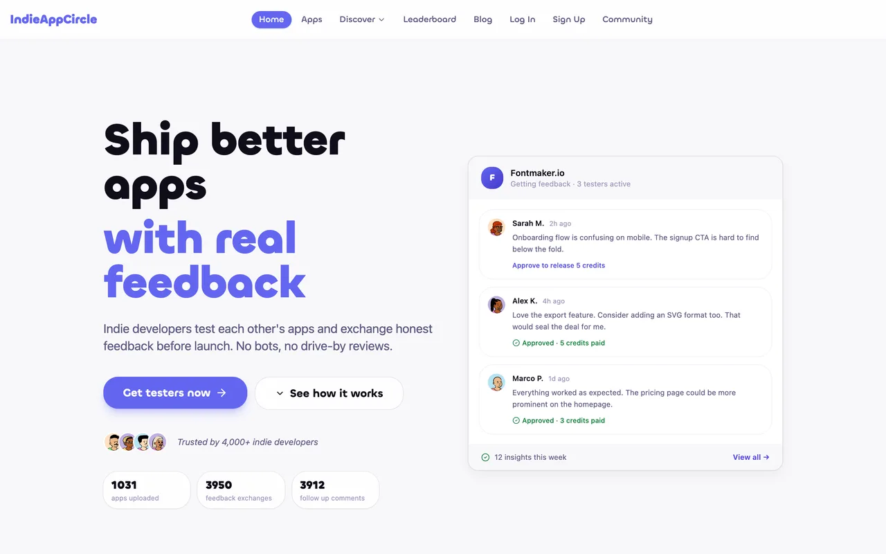 Indie App Circle homepage