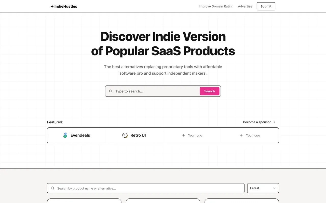 IndieHustles homepage